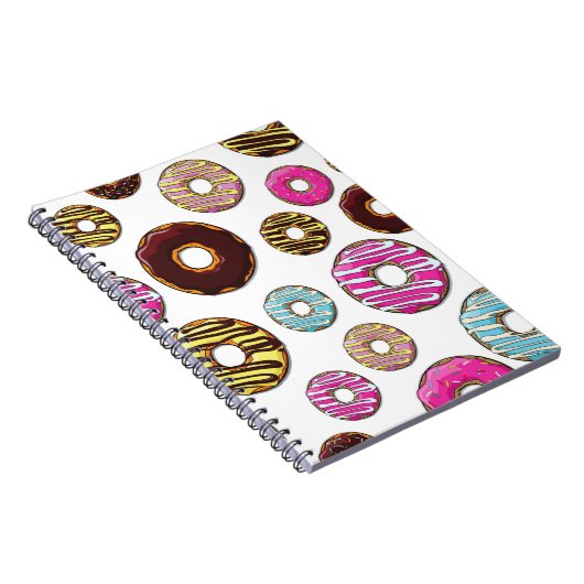 Muster von Donuts, farbenfrohe Donuts, Sprinklen Notizblock (Rechte Seite)