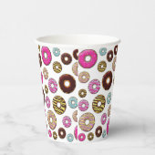Muster von Donuts, farbenfrohe Donuts, Sprinklen Pappbecher (Rechts)