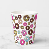 Muster von Donuts, farbenfrohe Donuts, Sprinklen Pappbecher (Vorderseite)