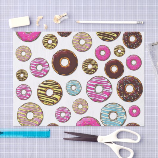 Muster von Donuts, farbenfrohe Donuts, Sprinklen Seidenpapier (Handwerk)