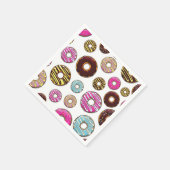 Muster von Donuts, farbenfrohe Donuts, Sprinklen Serviette (Ecke)
