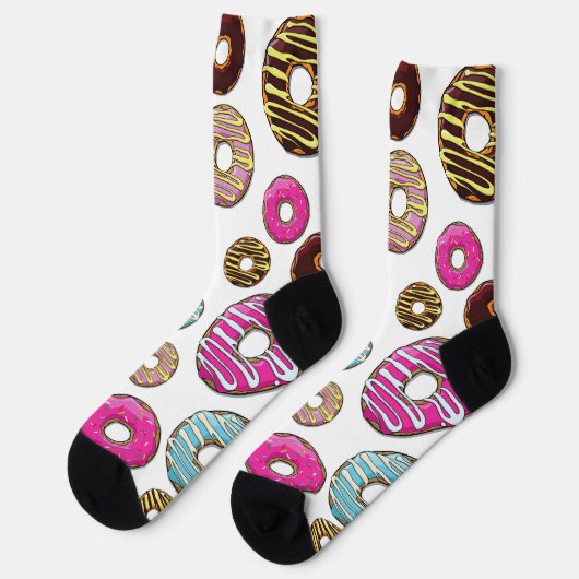 Muster von Donuts, farbenfrohe Donuts, Sprinklen Socken (Linkes Detail)