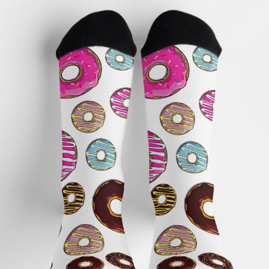 Muster von Donuts, farbenfrohe Donuts, Sprinklen Socken (Oben)