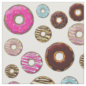 Muster von Donuts, farbenfrohe Donuts, Sprinklen Stoff (Nahaufnahme)