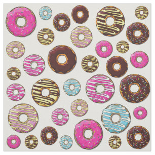 Muster von Donuts, farbenfrohe Donuts, Sprinklen Stoff