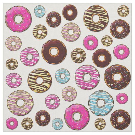 Muster von Donuts, farbenfrohe Donuts, Sprinklen Stoff (Muster)