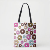 Muster von Donuts, farbenfrohe Donuts, Sprinklen Tasche (Vorderseite)
