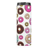 Muster von Donuts, farbenfrohe Donuts, Sprinklen Thermosbecher (Rückseite)