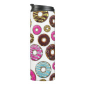 Muster von Donuts, farbenfrohe Donuts, Sprinklen Thermosbecher (Nach rechts gedreht)