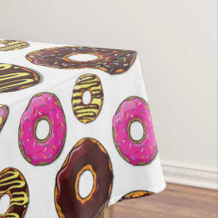 Muster von Donuts, farbenfrohe Donuts, Sprinklen Tischdecke