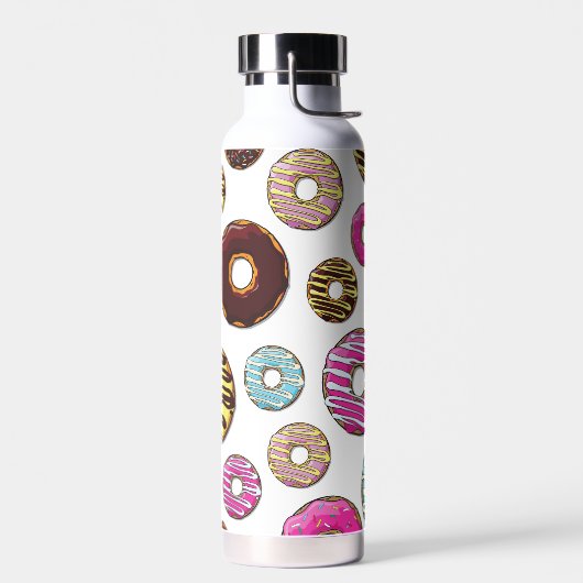Muster von Donuts, farbenfrohe Donuts, Sprinklen Trinkflasche (Links)