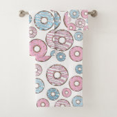 Muster von Donuts, rosa Donuts, blaue Donuts Badhandtuch Set (Insitu)