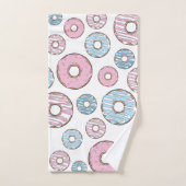 Muster von Donuts, rosa Donuts, blaue Donuts Badhandtuch Set (Handtuch)