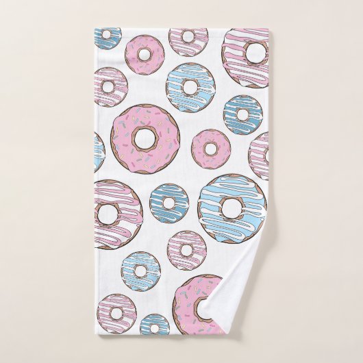 Muster von Donuts, rosa Donuts, blaue Donuts Badhandtuch Set (Handtuch)