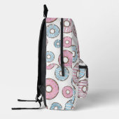 Muster von Donuts, rosa Donuts, blaue Donuts Bedruckter Rucksack (Links)