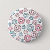 Muster von Donuts, rosa Donuts, blaue Donuts Button (Vorderseite)