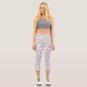 Muster von Donuts, rosa Donuts, blaue Donuts Capri Leggings (Vorderseite)