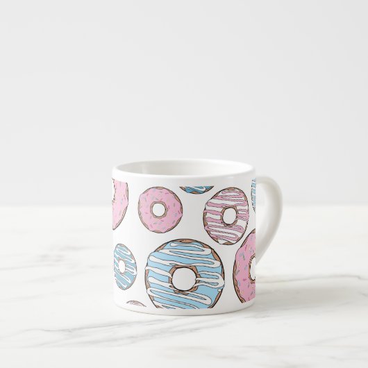 Muster von Donuts, rosa Donuts, blaue Donuts Espressotasse (Vorderseite Rechts)