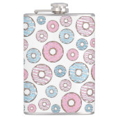 Muster von Donuts, rosa Donuts, blaue Donuts Flachmann (Vorderseite)