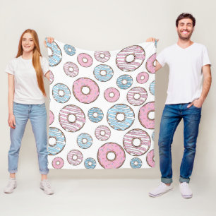 Muster von Donuts, rosa Donuts, blaue Donuts Fleecedecke