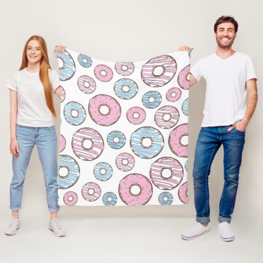 Muster von Donuts, rosa Donuts, blaue Donuts Fleecedecke (Beispiel)