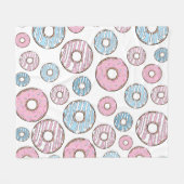 Muster von Donuts, rosa Donuts, blaue Donuts Fleecedecke (Vorderseite (Horizontal))