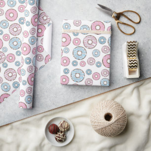 Muster von Donuts, rosa Donuts, blaue Donuts Geschenkpapier