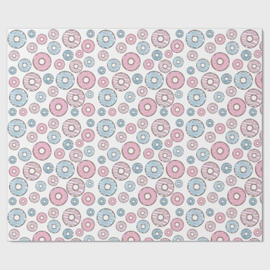 Muster von Donuts, rosa Donuts, blaue Donuts Geschenkpapier (Flach)