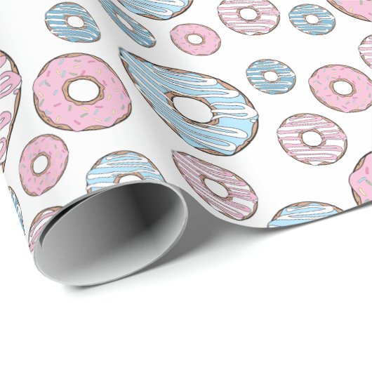 Muster von Donuts, rosa Donuts, blaue Donuts Geschenkpapier (Rolleneckpunkt)