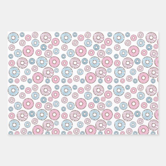 Muster von Donuts, rosa Donuts, blaue Donuts Geschenkpapier Set (Vorderseite)
