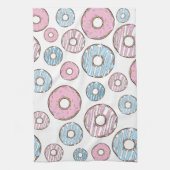 Muster von Donuts, rosa Donuts, blaue Donuts Geschirrtuch (Vertikal)