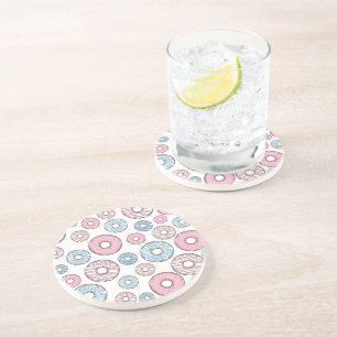 Muster von Donuts, rosa Donuts, blaue Donuts Getränkeuntersetzer