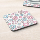Muster von Donuts, rosa Donuts, blaue Donuts Getränkeuntersetzer (Linke Seite)