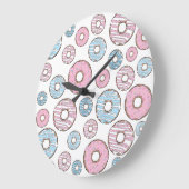 Muster von Donuts, rosa Donuts, blaue Donuts Große Wanduhr (Winkel)