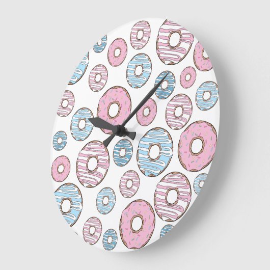 Muster von Donuts, rosa Donuts, blaue Donuts Große Wanduhr (Winkel)