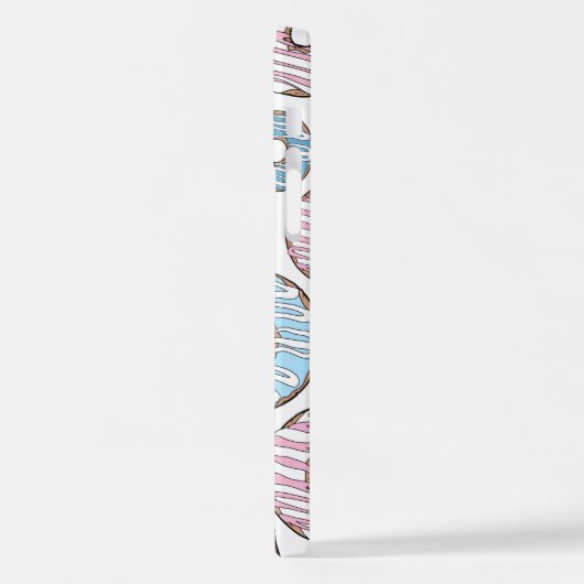 Muster von Donuts, rosa Donuts, blaue Donuts iPhone Hülle (Linke Seite)