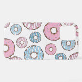 Muster von Donuts, rosa Donuts, blaue Donuts iPhone Hülle (Rückseite (Horizontal))