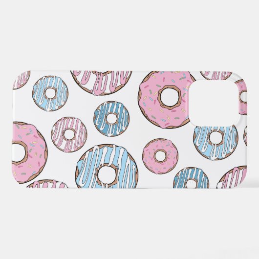 Muster von Donuts, rosa Donuts, blaue Donuts iPhone Hülle (Rückseite (Horizontal))
