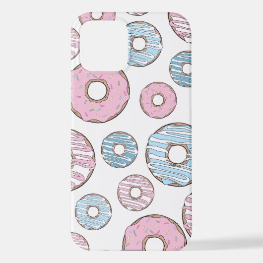 Muster von Donuts, rosa Donuts, blaue Donuts iPhone Hülle (Rückseite)
