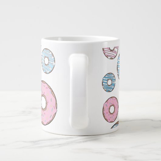 Muster von Donuts, rosa Donuts, blaue Donuts Jumbo-Tasse (Rückseite)