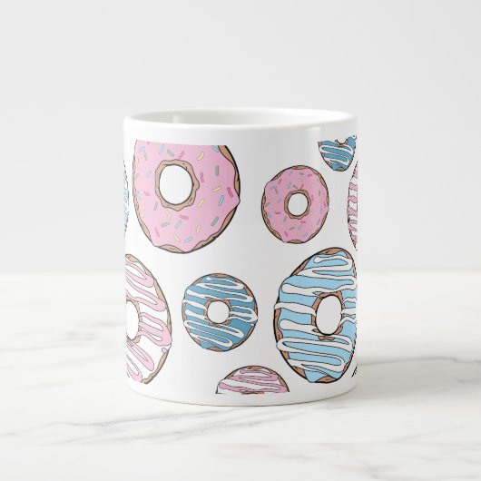 Muster von Donuts, rosa Donuts, blaue Donuts Jumbo-Tasse (Vorderseite)