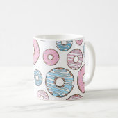 Muster von Donuts, rosa Donuts, blaue Donuts Kaffeetasse (VorderseiteRechts)