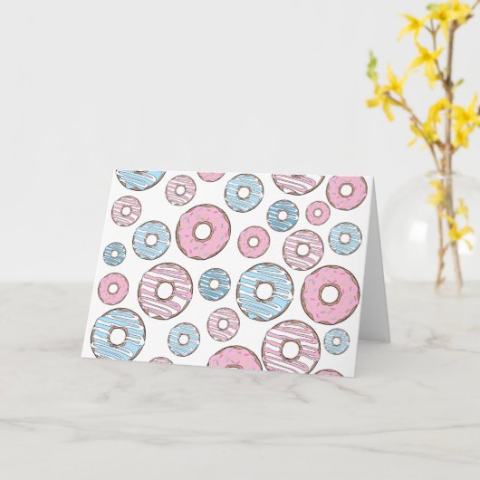 Muster von Donuts, rosa Donuts, blaue Donuts Karte (Gelbe Blume)