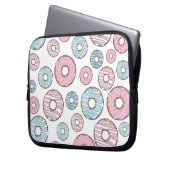 Muster von Donuts, rosa Donuts, blaue Donuts Laptopschutzhülle (Vorderseite Links)