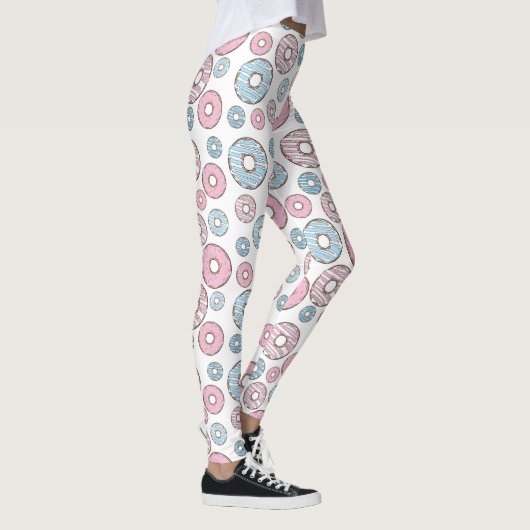 Muster von Donuts, rosa Donuts, blaue Donuts Leggings (Rechts)