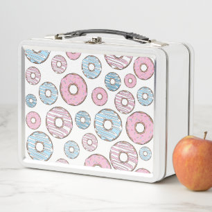 Muster von Donuts, rosa Donuts, blaue Donuts Metall Brotdose