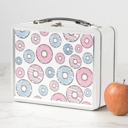 Muster von Donuts, rosa Donuts, blaue Donuts Metall Brotdose (Beispiel)