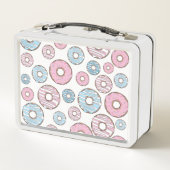 Muster von Donuts, rosa Donuts, blaue Donuts Metall Brotdose (Rückseite)