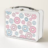 Muster von Donuts, rosa Donuts, blaue Donuts Metall Brotdose (Vorderseite)
