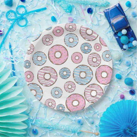 Muster von Donuts, rosa Donuts, blaue Donuts Pappteller (Party)